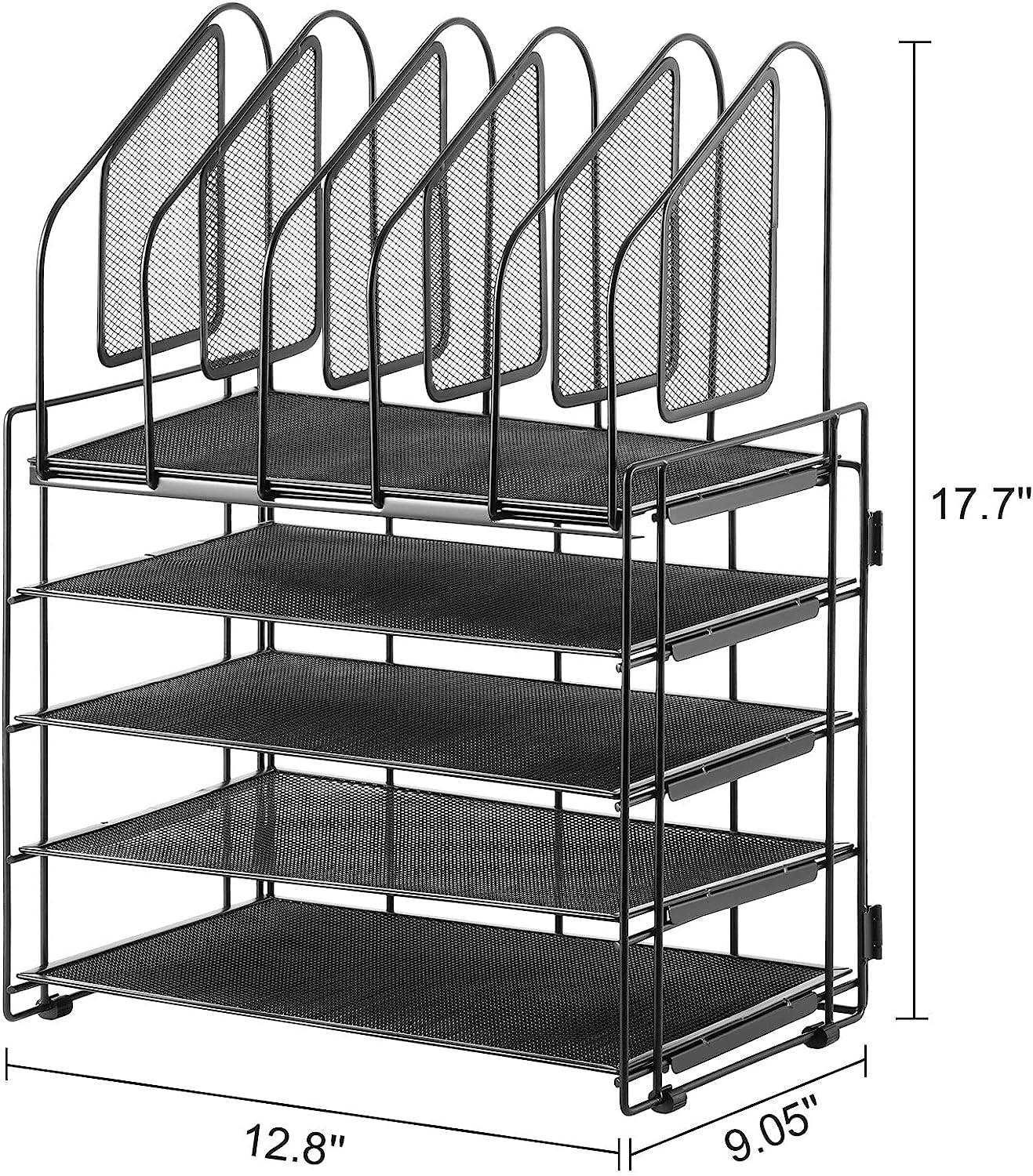 Lavatino Desk Organizers with File Sorter, 5-Tier Mesh Desk File Organizer with 5 Vertical File Holders, Multifunction Desktop Organizer, Desk Organizers and Accessories for Home Office - Image 6